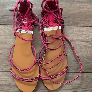Antonio Melani Fuchsia Snakeskin Sandals